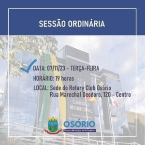 Legislativo realizará Sessão Ordinária na sede do Rotary Club Osório