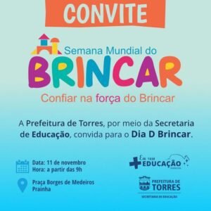 Sábado, tem “Dia D Brincar”, na Prainha, em Torres