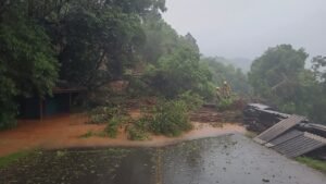 Prefeitura de Gramado informa que diversas vias do município estão bloqueadas devido a quedas de barreiras, árvores e postes de luz