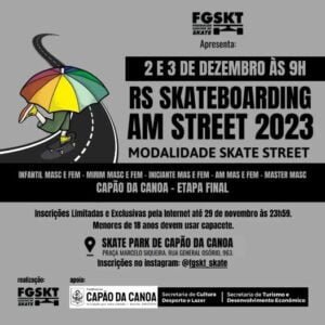 Confira o Cronograma do SKATEBOARDING AM 2023 em Capão da Canoa