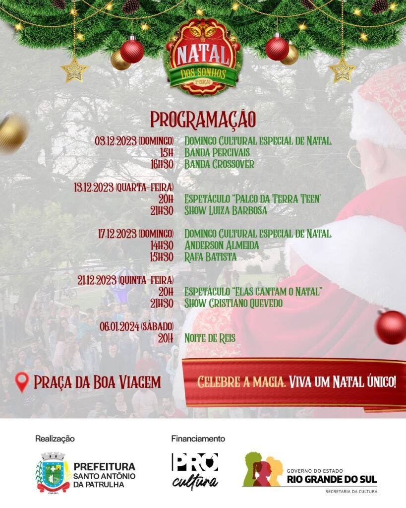 Vem aí o 2º Natal dos Sonhos na Praça da Boa Viagem, de 3 de dezembro a 6 de janeiro, em Santo Antônio da Patrulha 2 405985318 738853291609504 5275969307950665002 n