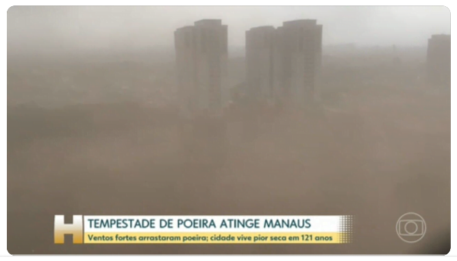 Poeira Manaus registrou ventos de 70,4 km/h durante 'Tempestade de Poeira'