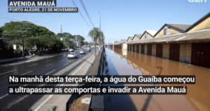 Água começa a invadir Avenida Mauá em Porto Alegre