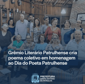Nesta quarta (29), comemora-se o Dia do Poeta Patrulhense, conforme lei criada pelo prefeito Rodrigo Massulo quando era vereador.