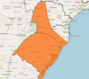 Instituto Nacional de Meteorologia emite Alerta Laranja para Temporais e Ventos Intensos no Rio Grande do Sul