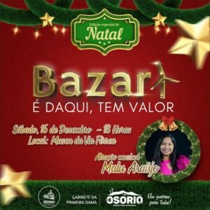 Neste sábado, dia 16, acontece a Edição Especial de Natal do Bazar É Daqui, Tem Valor em Osório