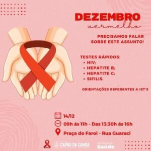 A Prefeitura de Capão da Canoa, por meio da Secretaria de Saúde alerta para a Importância da Prevenção e  Combate à AIDS.