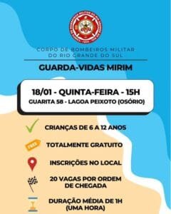 CORPO DE BOMBEIROS MILITAR DO ESTADO REALIZA EVENTO GUARDA-VIDAS MIRIM EM OSÓRIO