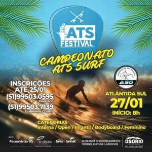 Campeonato de surf acontece no dia 27 de janeiro, às 8h, na praia de Atlântida Sul
