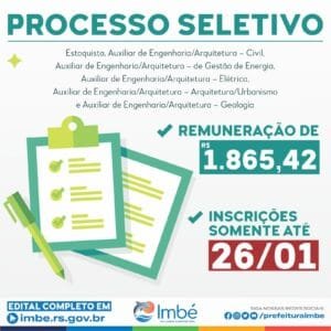 INSCRIÇÕES PARA PROCESSO SELETIVO ENCERRAM NESTA SEXTA