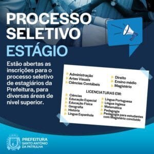 Estão abertas as inscrições para o processo seletivo de estagiários da Prefeitura de SAP