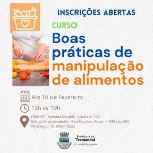 Prefeitura Municipal de Tramandaí abre mais uma turma do Curso de Boas Práticas para estabelecimentos que trabalham com o preparo de alimentos