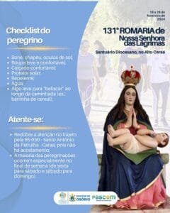 Romaria de Nossa Senhora das Lágrimas é no final de semana que se aproxima