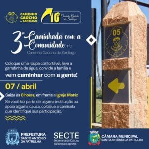Está marcada a data da 3ª Caminhada com a Comunidade no Caminho Gaúcho de Santiago em SAP!