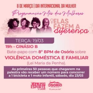 PROGRAMAÇÃO MÊS DAS MULHERES EM OSÓRIO