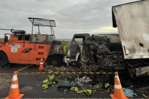 Motorista morre após caminhão colidir em máquina na freeway