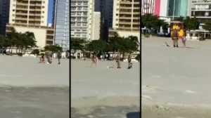 Gaúcha em surto fica totalmente pelada na Praia Central de Balneário Camboriú