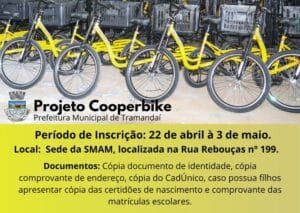 Cooper Bike: Prefeitura cumpre mais uma etapa do projeto visando a substituição gradativa dos veículos de tração animal na Zona Urbana 