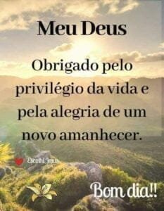 Mensagem do dia: Obrigado, meu Deus, por mais este dia