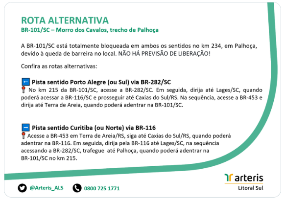 Screenshot_2-3 Deslizamento causa bloqueio total na BR-101, em Santa Catarina