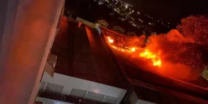 Incêndio de grande proporção atinge prédio comercial no bairro Humaitá