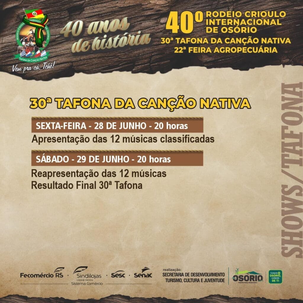 PROGRAMAÇÃO DO 40° RODEIO CRIOULO INTERNACIONAL DE OSÓRIO 3 446907277 867543542080881 7340711285700006827 n