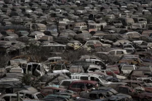 Após enchente, depósitos viram “cemitério” de veículos na zona norte de Porto Alegre