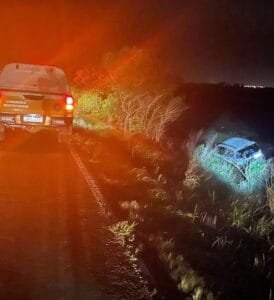 Mais uma saída de pista na ERS 389, próximo ao bairro Palmital em Osório