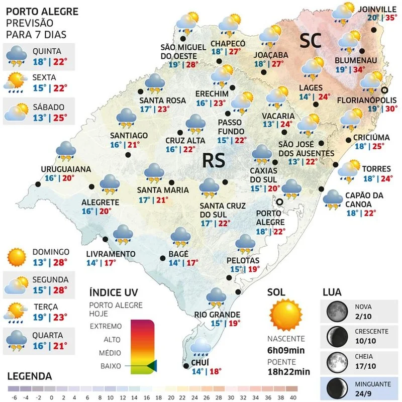Chuva mantém preocupação no Sul do RS e aumenta riscos na região de Porto Alegre nesta Quinta-feira 1 tempo 2
