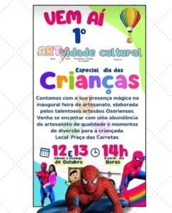 Primeira edição da feira “ARTvidade Cultural” ocorre em Osório com tema especial de Dia das Crianças