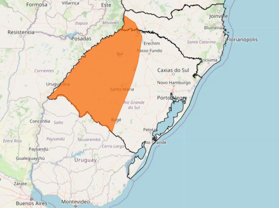 Inmet publica alerta de tempestades no Rio Grande do Sul 1 alerta laranja 14 10 24 jpg
