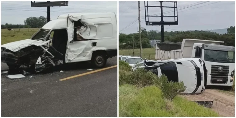 Acidente envolvendo três veículos complicou o trânsito na altura do km 9 da ERS-389, conhecida como Estrada do Mar, em Osório.