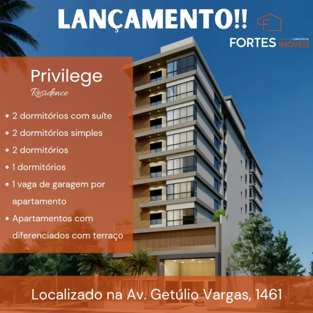Fortes Imóveis Privilege Residence, o novo conceito em morar bem! Fortes Imóveis Privilege Residence