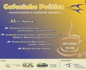 8º Café Poético do Espaço Cultural Conceição destaca talentos locais com apoio da Lei Paulo Gustavo