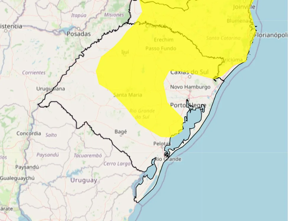 Inmet publica alerta amarelo de chuvas intensas para o RS 1 alerta amarelo 06112024 jpg
