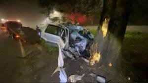 MOTORISTA MORRE APÓS COLIDIR COM ÁRVORE NA AVENIDA JOÃO PINHEIRO, EM POÇOS DE CALDAS