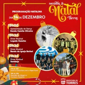 Nesta Sexta Papai Noel chegou na Vila São João e final de semana segue o Encantos de Natal Torres no Centro da Cidade