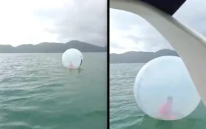 Criança em desespero dentro de bolha gigante é encontrada no Mar de Ubatuba