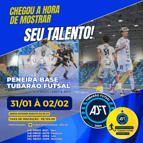 Tubarão Futsal realiza Peneira para equipes da Base