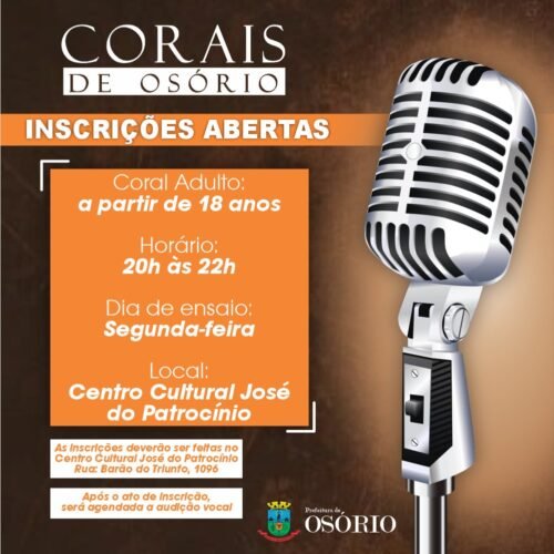 Abertas as inscrições para os grupos de corais de Osório