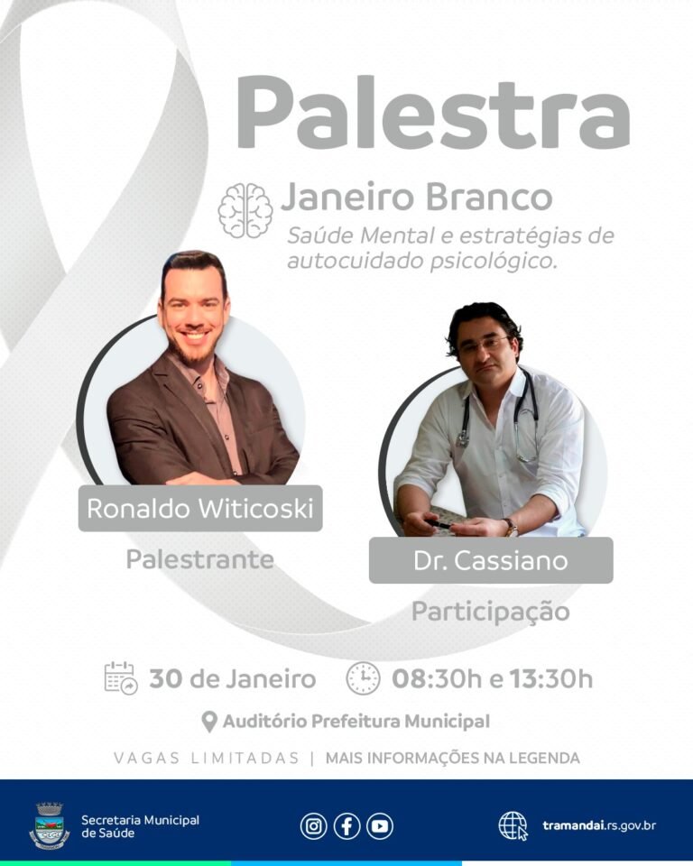A Prefeitura de Tramandaí convida os profissionais da Rede de Atenção Básica do município para participar de uma palestra especial em alusão ao Janeiro Branco 3 475504763 1029507795889744 548574610773788357 n