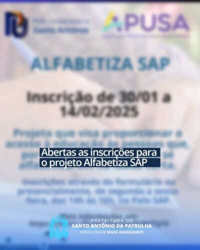 O Polo Universitário Santo Antônio está com inscrições abertas para o curso de alfabetização Alfabetiza SAP