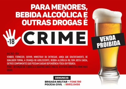 PREFEITURA DE OSÓRIO DISPONIBILIZA LINK NO SEU SITE DA CAMPANHA PERMANENTE DE PREVENÇÃO AO USO DE BEBIDAS ALCOÓLICAS POR MENORES