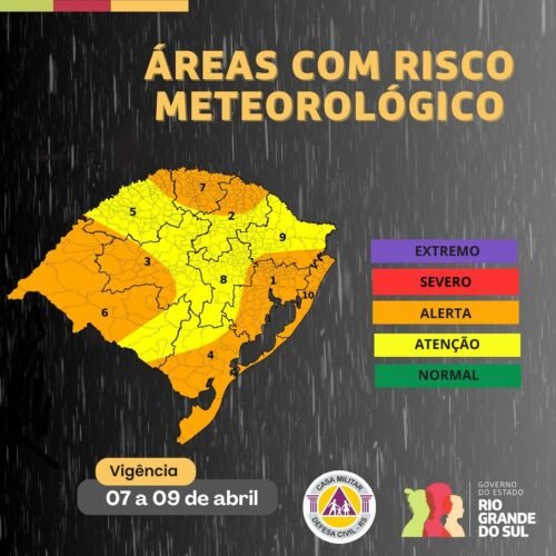 O Centro de Monitoramento da Defesa Civil atualiza as condições do RS para os próximos dias.
