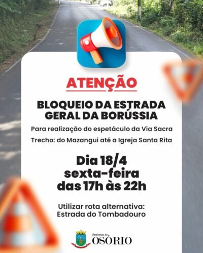 VIA SACRA VAI ALTERAR O TRÂNSITO NO ACESSO AO MORRO DA BORÚSSIA NA SEXTA-FEIRA