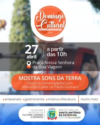 No próximo fim de semana, acontece o primeiro Domingo Cultural de 2025!