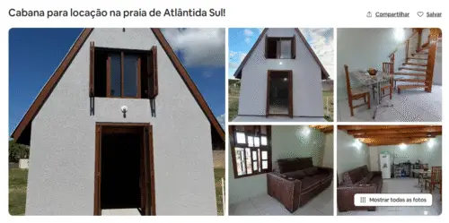 Linda Cabana para Locação na Praia de Atlântida Sul