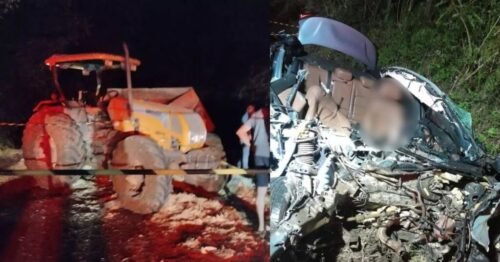 Grave colisão entre carro e trator em SC deixa homem morto