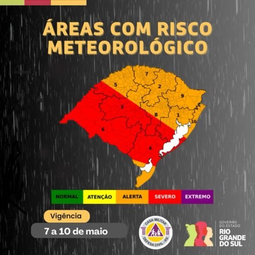 O Centro de Monitoramento da Defesa Civil Estadual atualiza o prognóstico meteorológico para os próximos dias no RS