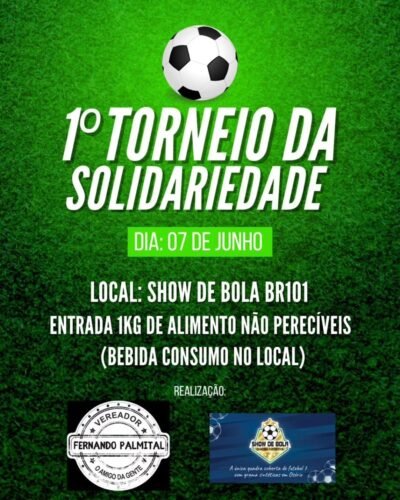 No próximo sábado, 7 de junho, a solidariedade vai entrar em campo com a realização do 1º Torneio da Solidariedade